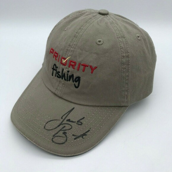 Priority Fishing Tournament Khaki Strapback Logo Cap Signed by Jacob Powroznik - Picture 3 of 10